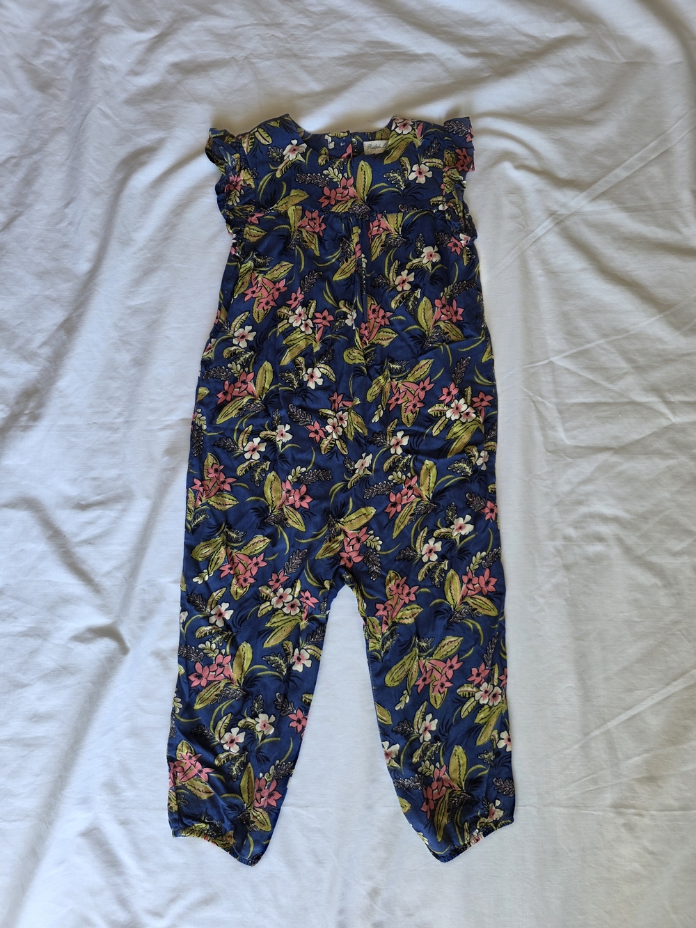 Ralph Lauren Navy Floral Romper with Pink & Green Accents